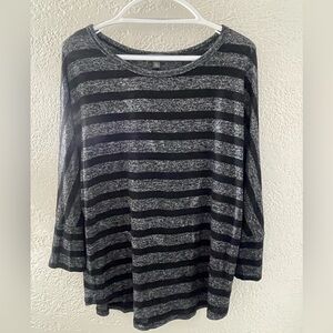Y2K MIX Women’s Charcoal/Black Striped Long Sleeve Casual Top Size XL